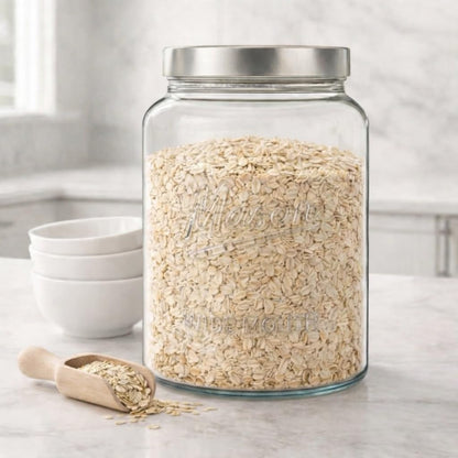 Kitchentoolz Extra Large Mason Jar - 1 Gallon Glass Wide Mouth Jar with Airtight Metal Screw on Lid, Food Storage Container with Measurement Marks For Kitchen Pantry, Pickling, Flour & Sugar Pack of 2