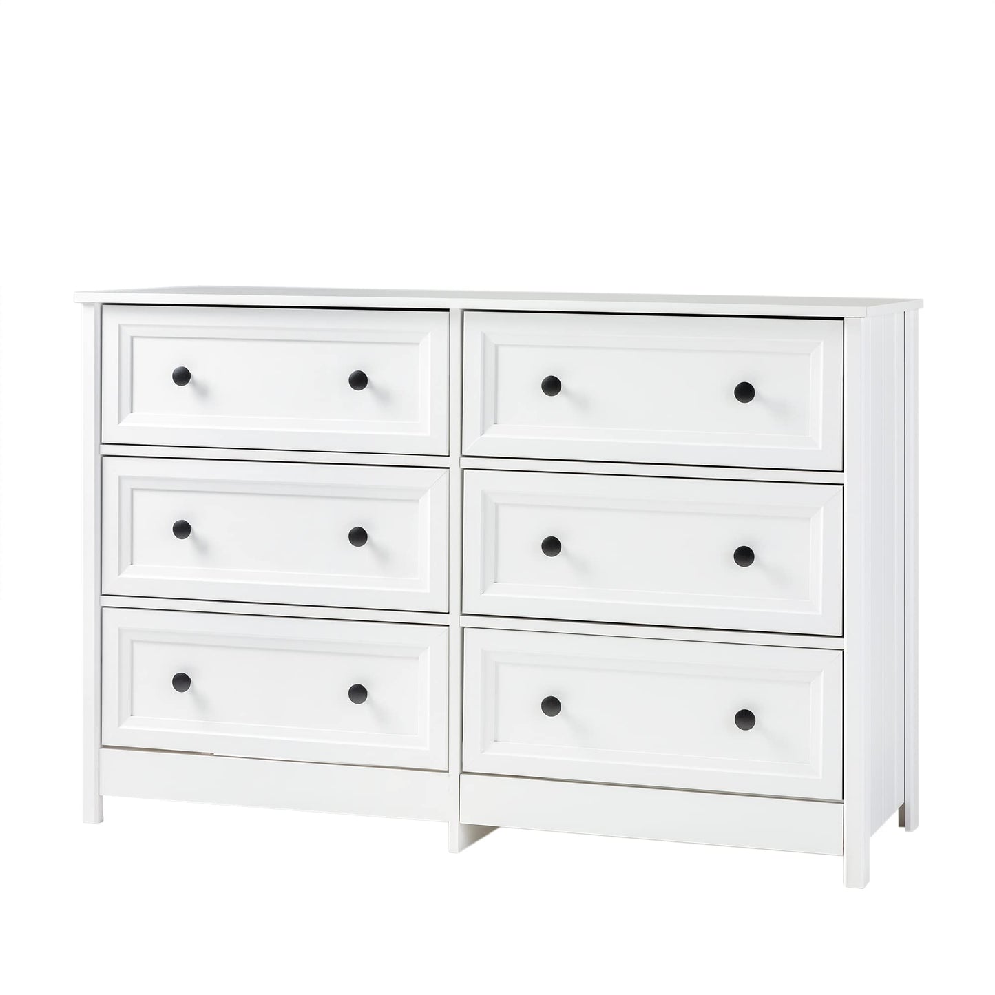 Walker Edison Tahnee 6-Drawer Solid Wood Dresser, 47 Inch, White