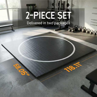 EFFICRAFT 10'x10' Flexi-Roll Wrestling Mat, Martial Arts Thick Mat for Home Gym Exercise, PVC or Inflatable Training Mats with Circles,for Gymnastics, Tatami, Jiu Jitsu BJJ MMA Judo