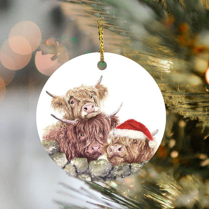 ArogGeld Highland Cows Christmas Ornaments Wedding Anniversary Decor Souvenirs Xmas Tree Keepsake Pendants Adornments