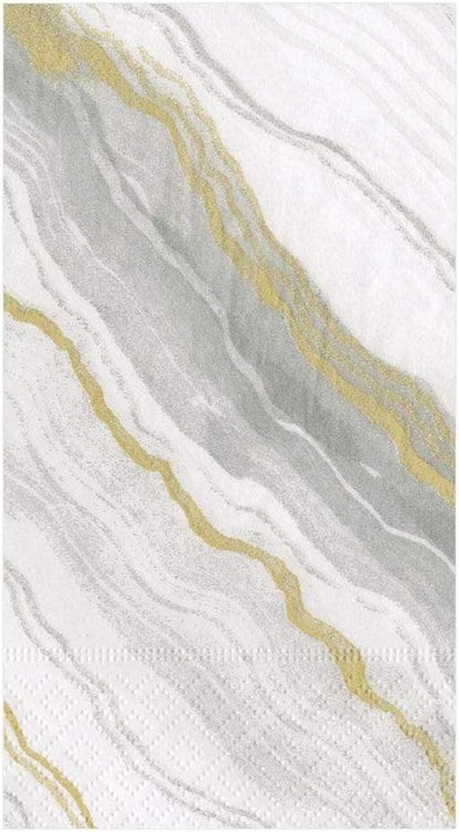 15 Package Caspari Marble Paper Guest Towel Napkins in Grey, Per