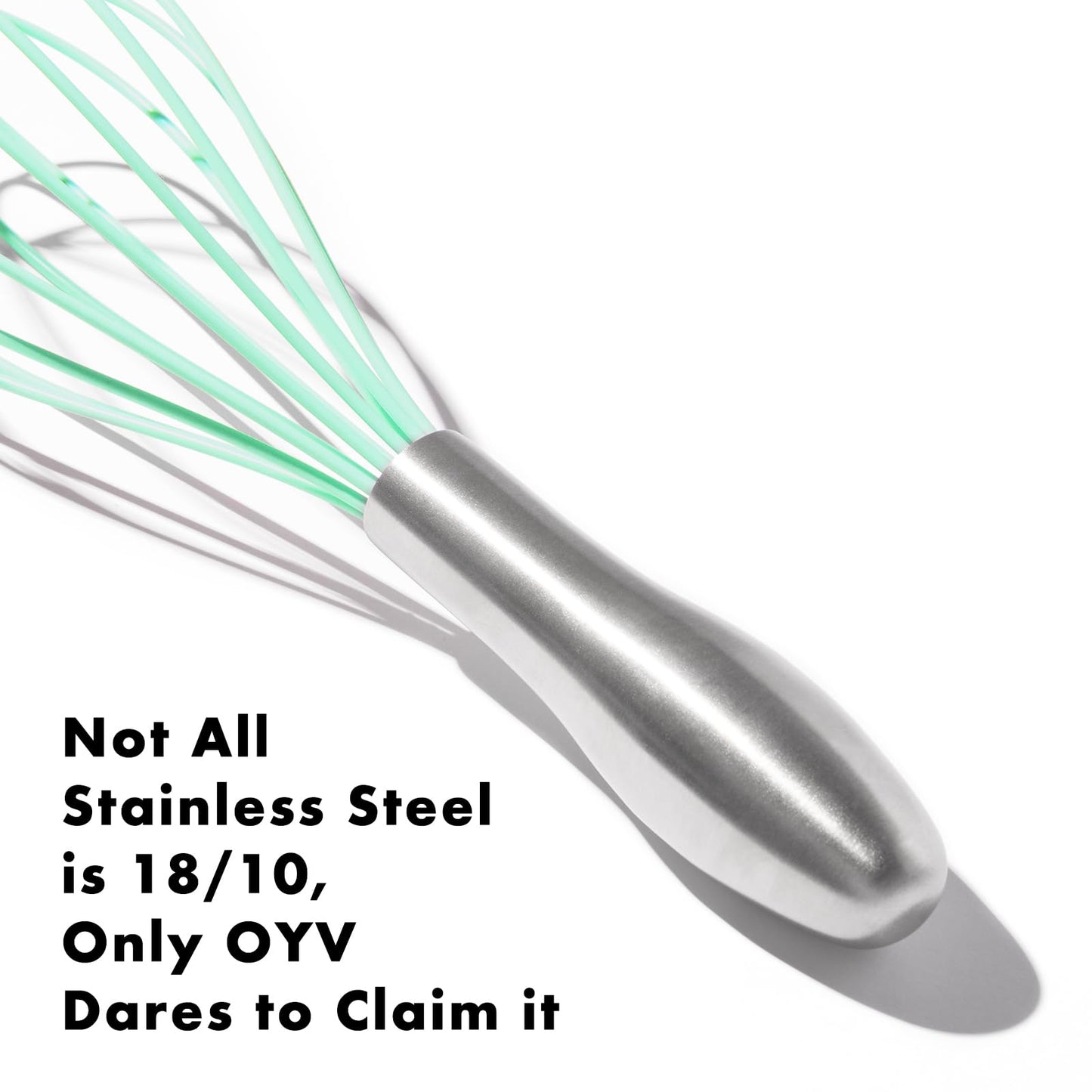 OYV 10-Inch Teal Silicone Whisk, Heat Resistant 480°F Kitchen Whisk with Stainless Steel Ergonomic Handle, Non-Scratch for Nonstick Cookware, Dishwasher Safe, Perfect for Blending, Cooking & Beating