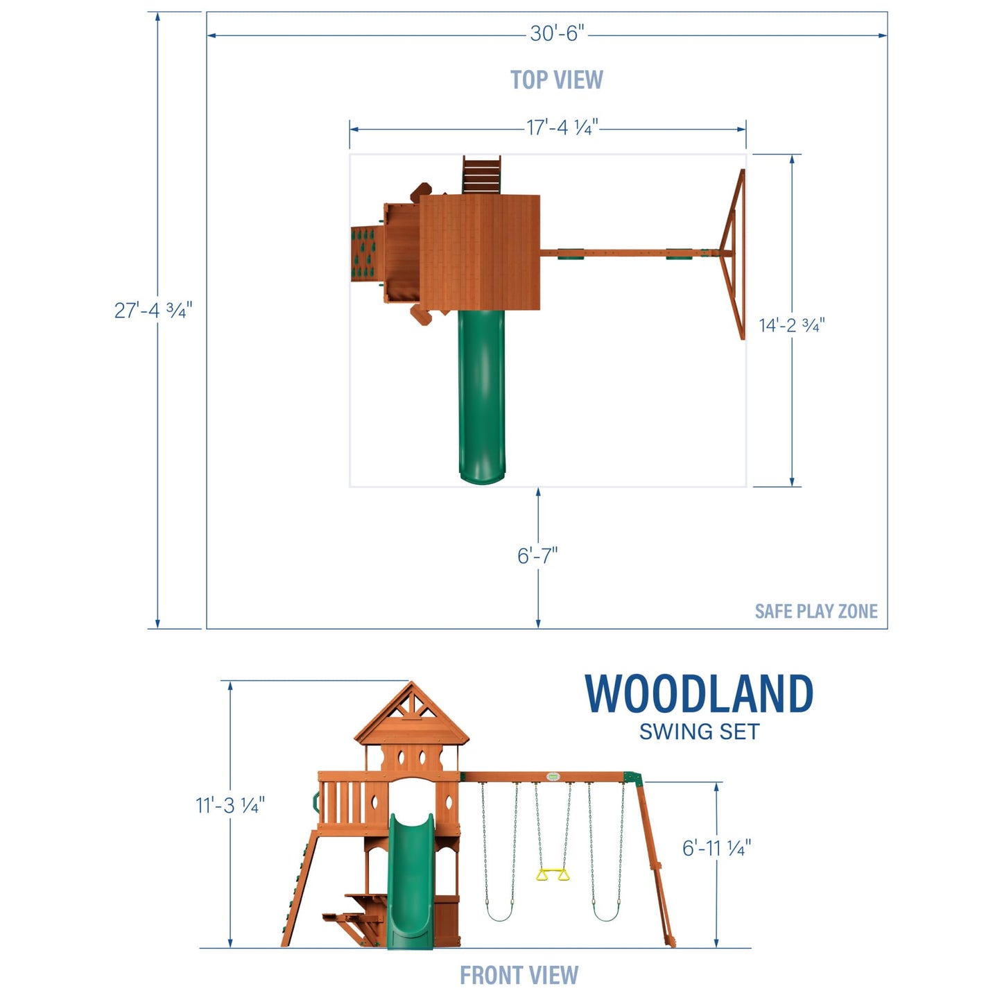 Backyard Discovery Woodland Cedar Wood Swing Set with Wave Slide, Clubhouse, Rock Wall, Snack Bar Station, Benches, Belt Swings, Trapeze, Half Door, Balcony, Step Ladder, Outdoor Playset