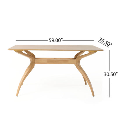 Christopher Knight Home Lucious Curved Leg Rectangular Dining Set, 5-Pcs Set, Natural Oak / Green Tea