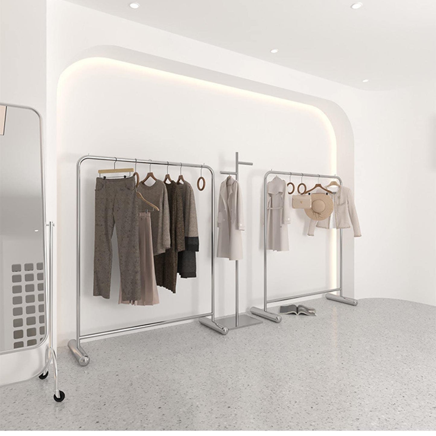 DFEDHF Industrial Plumbing Garment Rack Clothes Rails,Commercial Boutique Clothing Store Clothes Display Rack Heavy Duty Hanger,Multipurpose Clothes Rail Retail Store (L120*w40*h130cm)