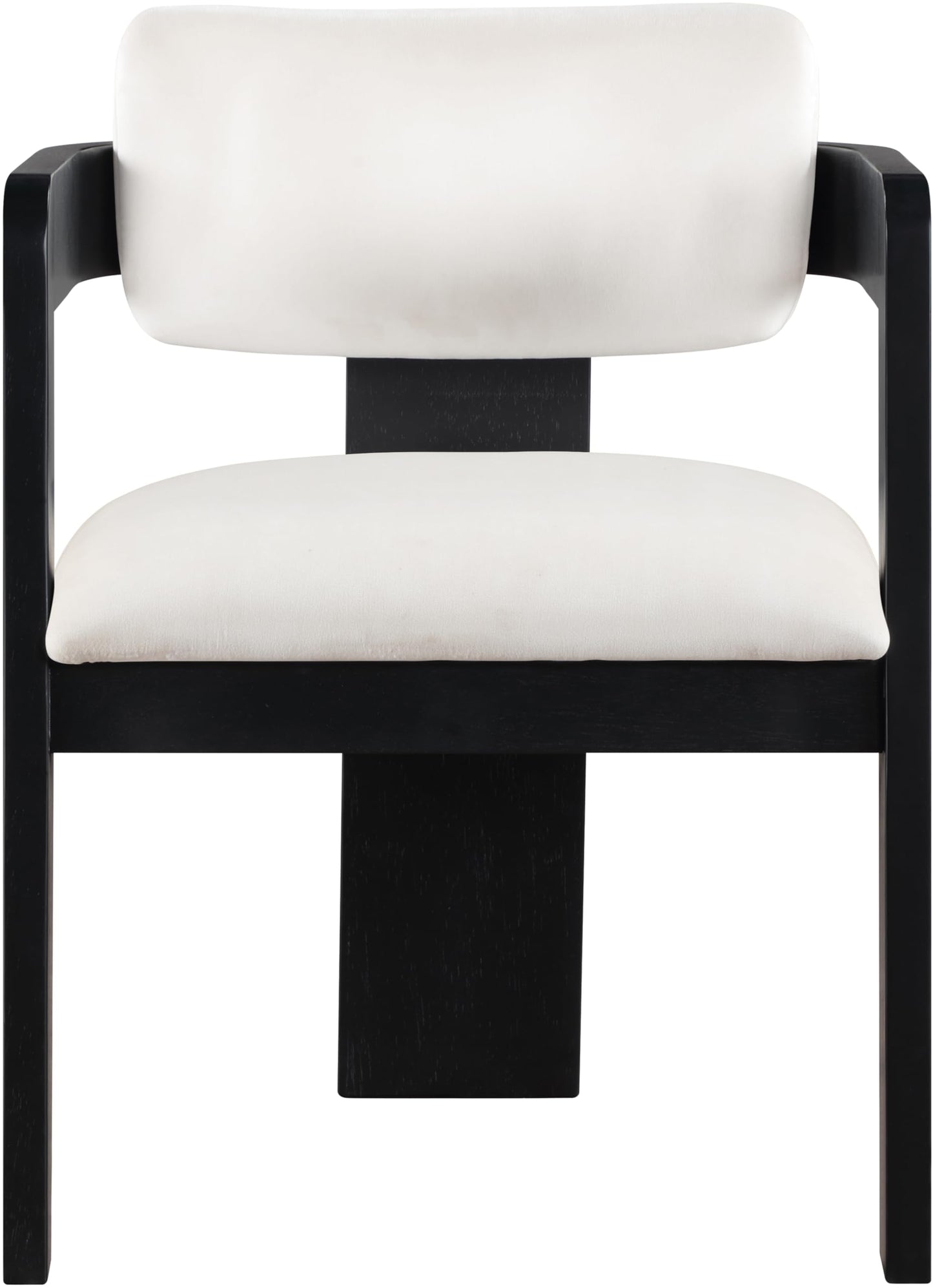 Meridian Furniture 11095Cream-C Sacha Collection Art Deco Dining Chair, Ultra Luxe Cream Velvet, 460 GSM Velvet, Solid Fluted Wood Black Finish, 22.5" W x 22" D x 31" H, Cream, Set of 2
