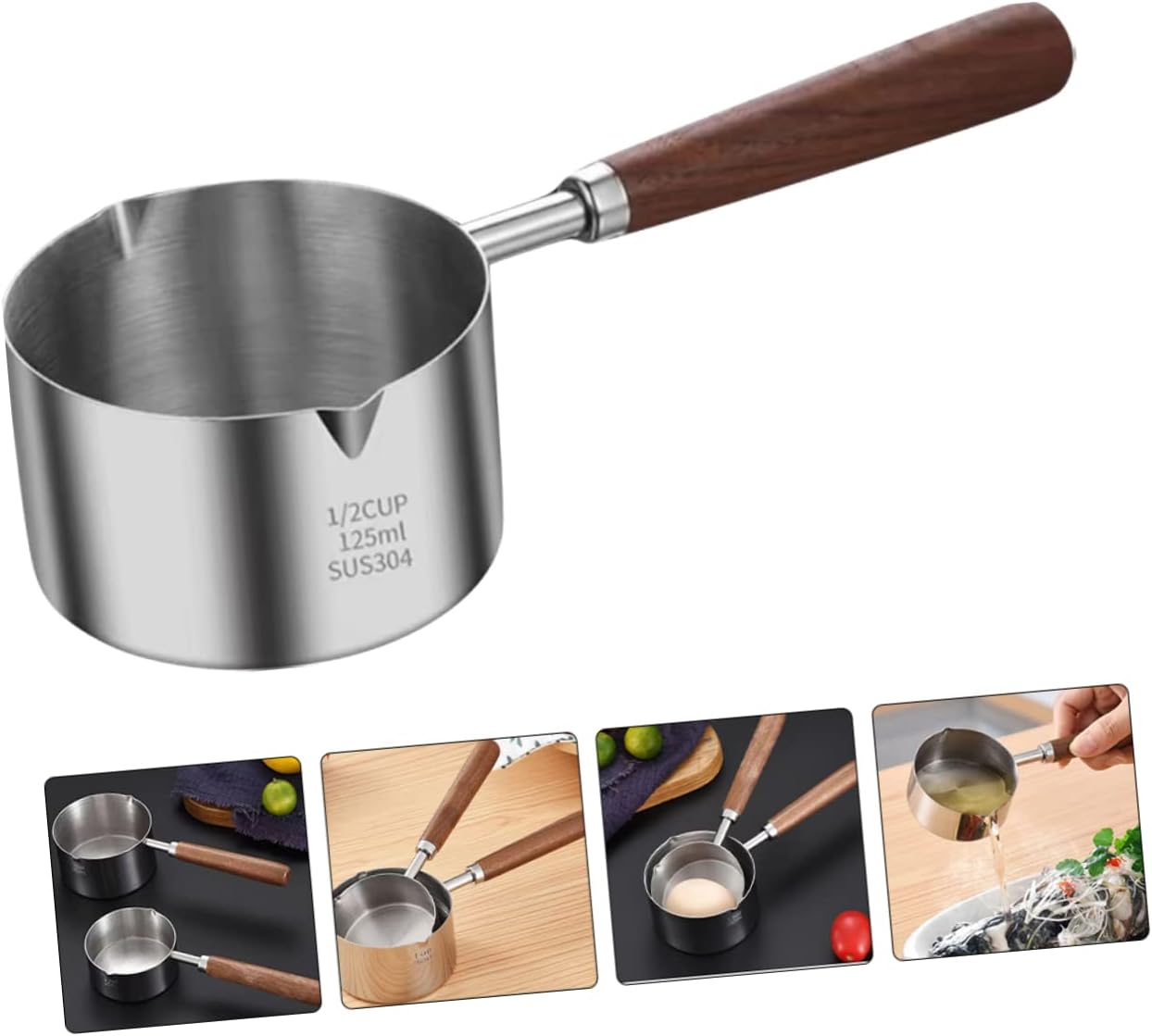 Small Pot with Pour Spout, Chocolate Melting Pot, Mini Frying Pan, Stainless Steel Small Steamer
