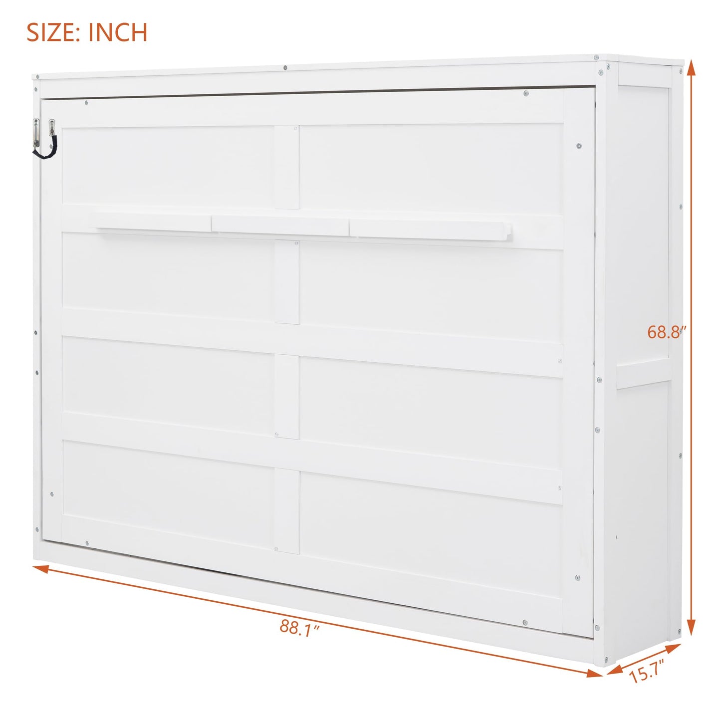 Merax Modern Farmhouse Solid Wood Murphy Bed Chest/Space Saving/Wood Slat Support/Queen,White