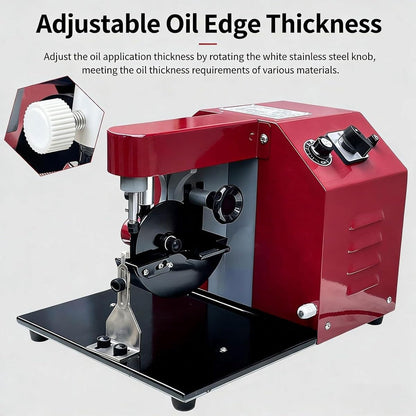 50W Professional Leather Edge Dye Tool, Electric Leather Edge Oiling Machine with Adjustable Thickness, Edging Coat Machine Kit, Dual Speed Control for Leathers Working Treatment