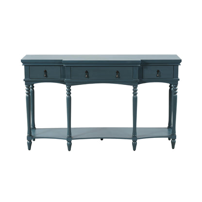 Christopher Knight Home Cally Wood Console Table with Drawers & Bottom Shelf, Narrow Entryway Table with Turned Roman Legs, Traditional Rectangular Wall Table for Living Room Study Hallway, Blue