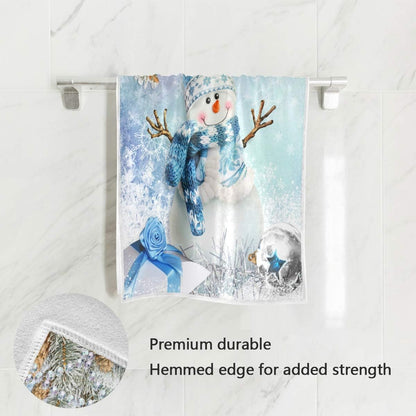 Merry Christmas Snowman Hand Towels, 16x30 in, Ultra Soft Absorbent Winter Bath Towel, Kitchen Dish Guest Towel