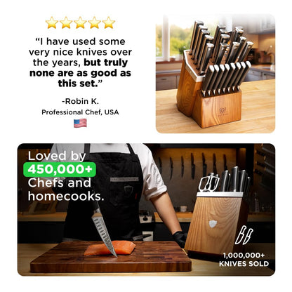 Dalstrong 24-Piece Knife Block Set — Forged German Steel (9–11° Hand-Sharpened Edge), Kiritsuke, Carving, Steak Knives — Vanquish Series For Serious Entertainers, Dinner Parties & Holiday Kitchens