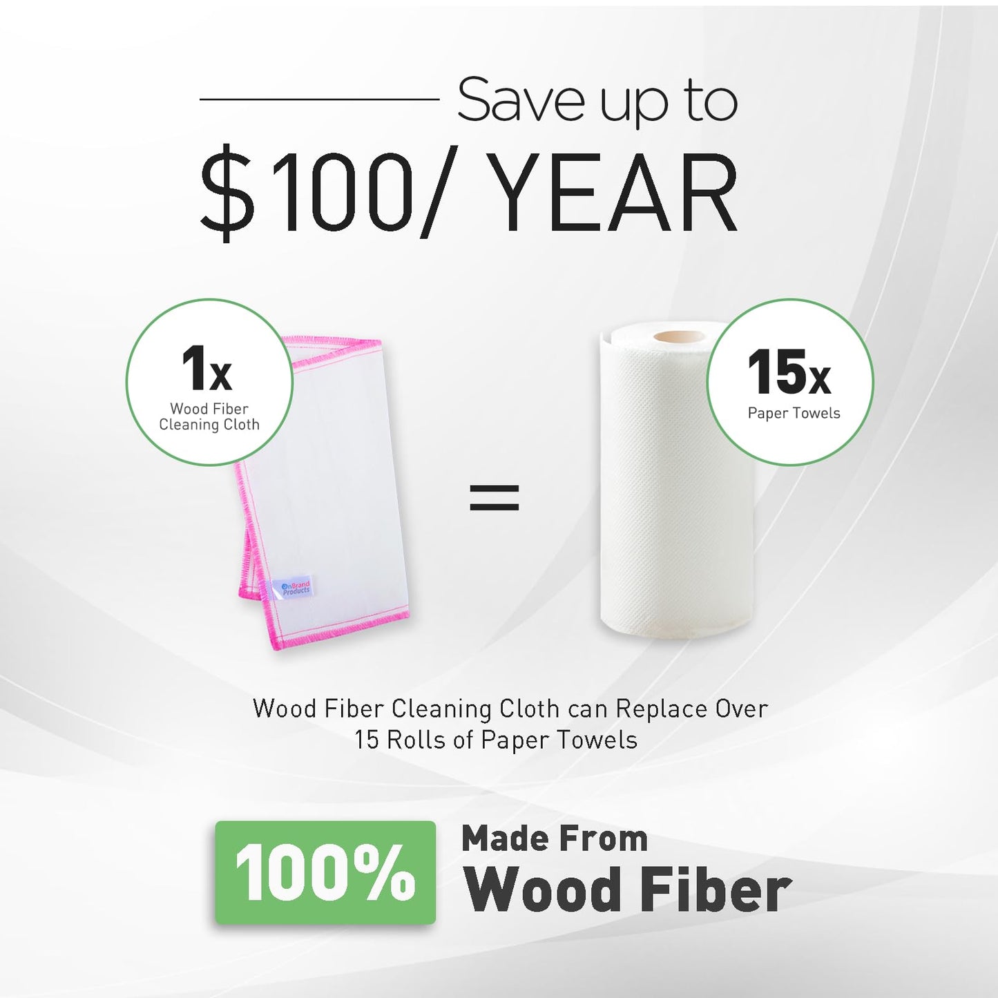 OnBrand Naturally Wood Fiber Cleaning Cloth, Microfiber Cleaning Cloths, 10 Pcs (12" x 10.7" Each), 8 Layers High-Density Super Absorbing Dish Cloths, Reusable General Kitchen Towel