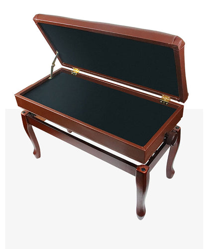 EliteBloom Piano Bench with Genuine Leather Cushion and Elegant Horseshoe Stool Legs Keyboard Bench Piano Stool, 10Cm Height Adjustable, 76 X 36 X 48-58Cm,
