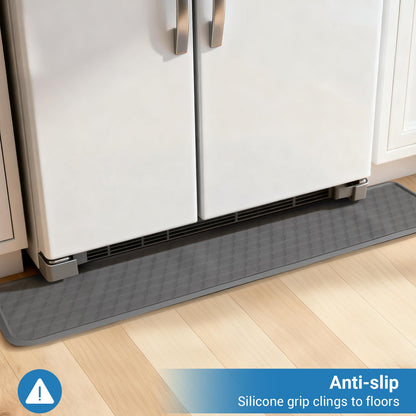 Refrigerator Floor Mat, Decent Silicone Mat in Front of Fridge, Appliance Floor Mat with Lip for Leak Catch and Floor Protect, Drip Tray for Fridge & Water Dispenser & Dishwasher - 37.4"x8.5", Grey