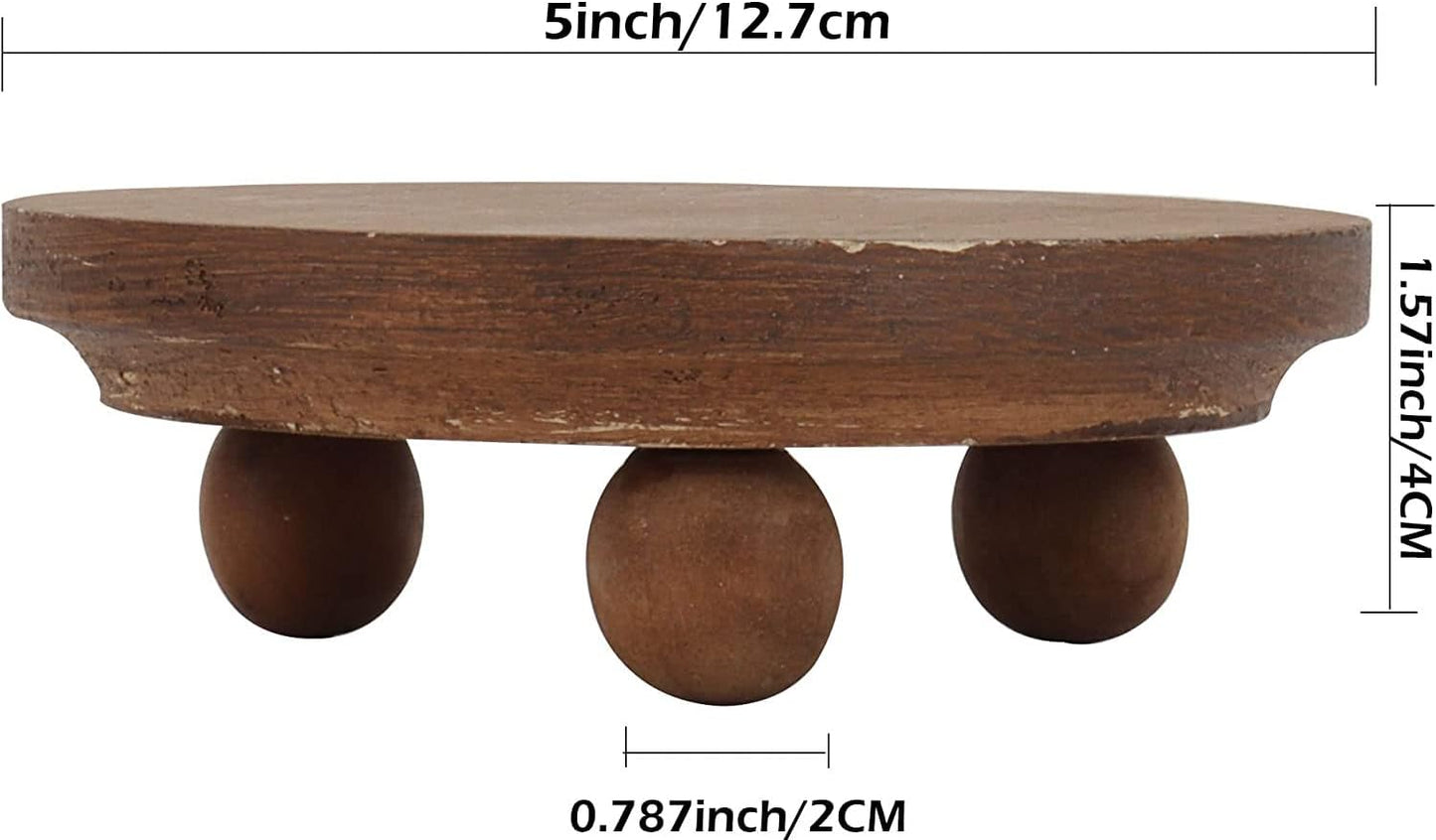 5"Round (Set 2, Defined Deco Mini Wood Risers for Display, Small Rustic Pedestal Display Stand of Wood)