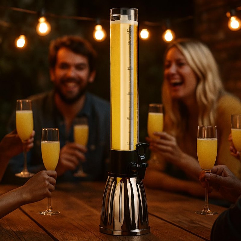OGGI Beer Tower 88oz - Beverage Dispenser with Spigot & Ice Tube, Margarita Tower, Mimosa Tower, Perfect Drink Dispensers for Parties, Drink Tower, Holds 6 Pints of Beer – Stainless