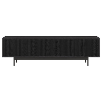 Henn&Hart Fluted TV Stand for TVs up to 75" with 2 Open-Concept Ribbed Storage Cabinets for Living Room, Family Room, or Office, Natural Black
