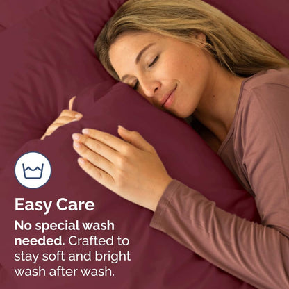 Queen Pillow Cases by LuxDecor - Ultra Soft Hotel Quality - Wrinkle Free & Stain Resistant - Burgundy 2-Piece Set