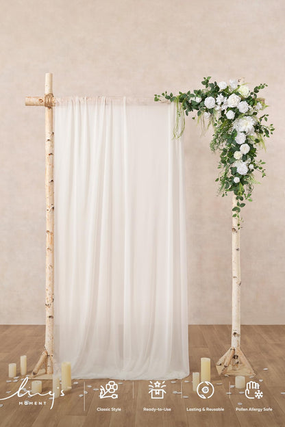 Ling's moment Wedding Arch Flowers - 6.5FT Floral Garland for Ceremony Arbor Backdrop Decoration - Artificial Rose Floral Swag for Sweetheart Table Birthday Party, Baby Shower, Lily White
