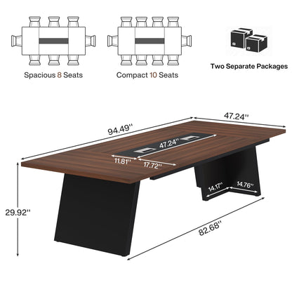 Tribesigns 8ft Conference Table, Large Office Conference Table for 8-10 Person, Business Seminar Furniture for Conference Room