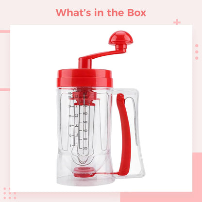 Pancake Mixer Batter Dispenser, Transparent ABS Cupcake Batter Dispenser with Scale, 11.4 x 4.3 Inches Single Hand Operated Pancake Batter Dispenser, Central Spout Design, Baking Tool for Kitchen