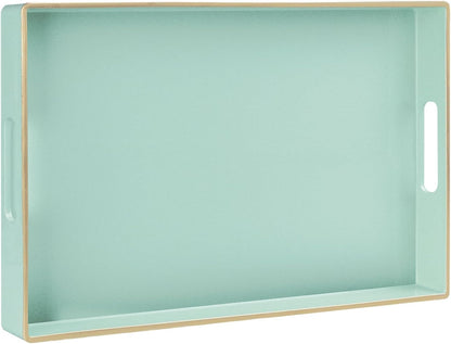 15.8 10.2 1.4" MAONAME Mint Green Serving Tray with Handles, Modern Decorative Trays for Coffee Table, Plastic