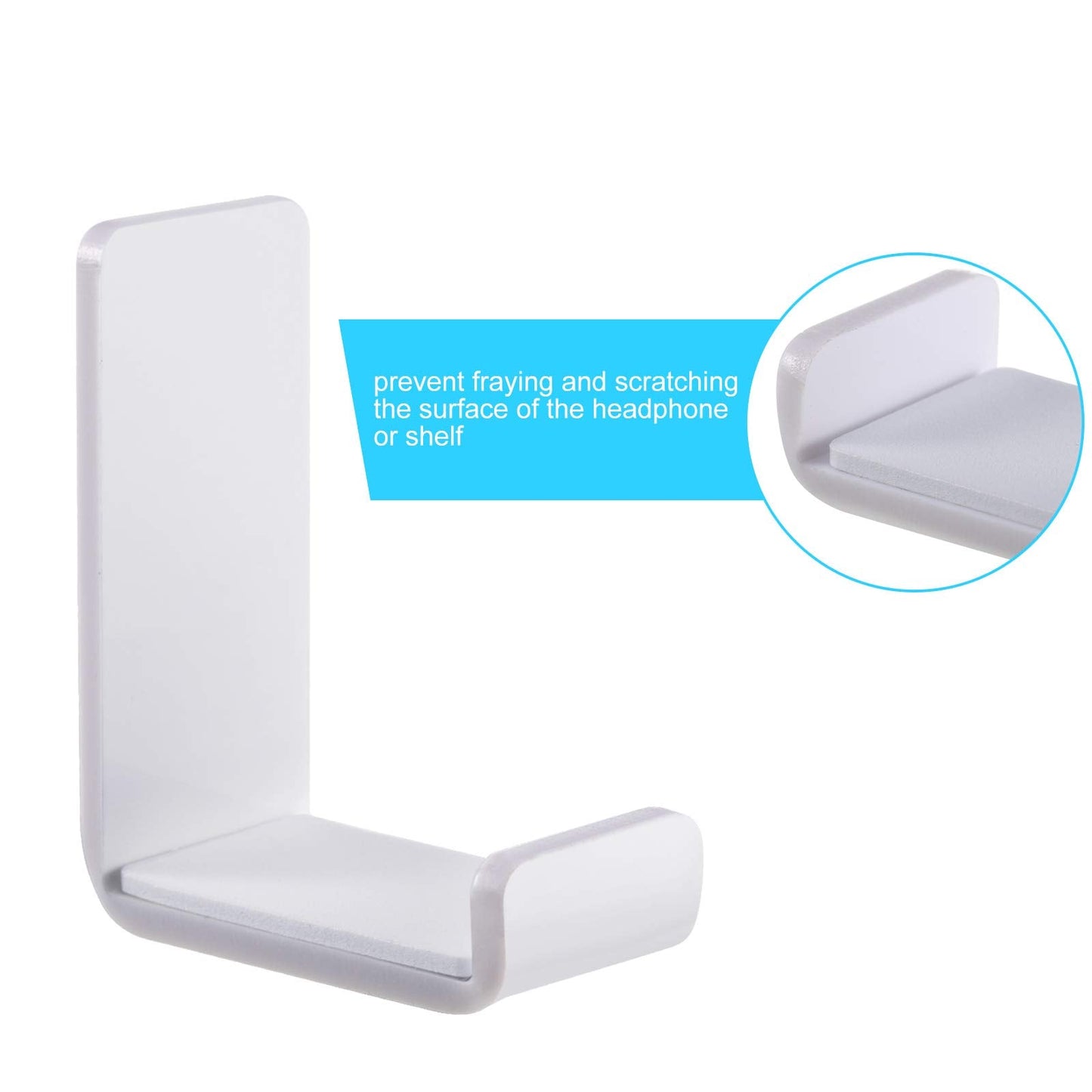 Weewooday 4 Pieces Headphone Hanger Holder Desk Adhesive Headphone Hook Wall Mount Headset Stand Acrylic Holder with Glues for General Purpose Game Earphone(White)
