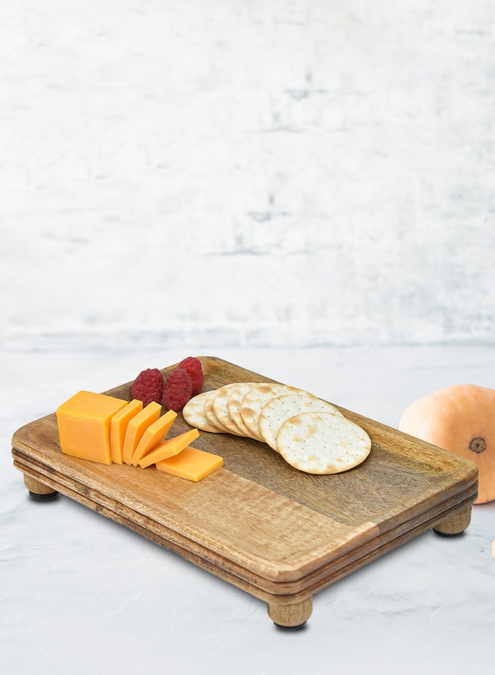 Serene Spaces Living 10" Wooden Pedestal Tray, Ideal for Jewelry Display, Keyholder, Candle & Dessert Stand, Charcuterie Board - Perfect for Home, Office, Kitchen, Cafe, Wedding Decor, Pack of 12