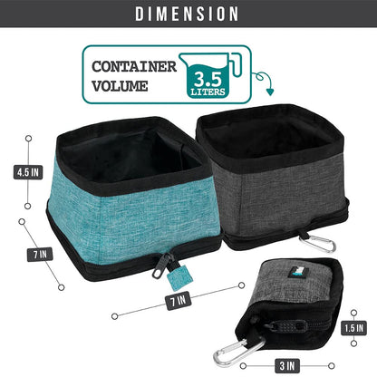 PetAmi Collapsible Dog Bowls 2 Pack, Food and Water Bowls Travel Set, Portable Pet Dish No Spill, Foldable Lightweight BPA Free Leakproof Bowls, Camping Hiking Walking Outdoor Gear Accessories, Black