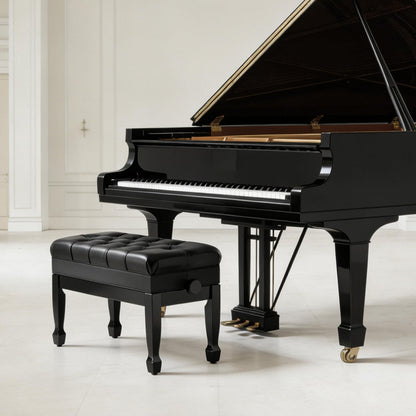 FILISITE Genuine Leather Duet Piano Bench with Storage,Adjustable Heavy Duty Wooden Double Keyboard Seat XHJ-11G(Black)