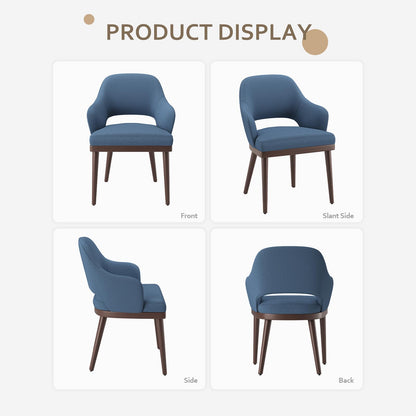 MALOL Wooden Dining Chairs Set of 6, Modern Fabric Upholstered Dining Room Chair, Kitchen Side Chairs, Farmhouse Dinner Chair with Open Back for Kitchen, Blue