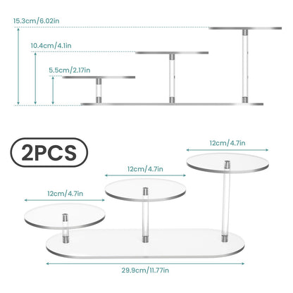 NiHome Display Stand for LEGO Botanical Collection Sets, Clear Acrylic 3-Tier Stepped Riser for Collectibles Figures Tabletop Plants Perfume Cupcakes, Room Decor, Tool-Free Quick Assembly, 2 Pack
