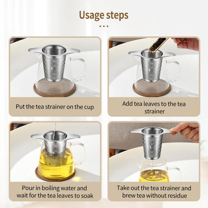 2Pack Extra Fine 18/8 Stainless Steel Tea Infuser BOMANSI BOMS Tea Strainer with Large Capacity & Perfect Size Double Handles for Hanging on Teapots, Mugs, Cups to Steep Loose Leaf Tea and Coffee