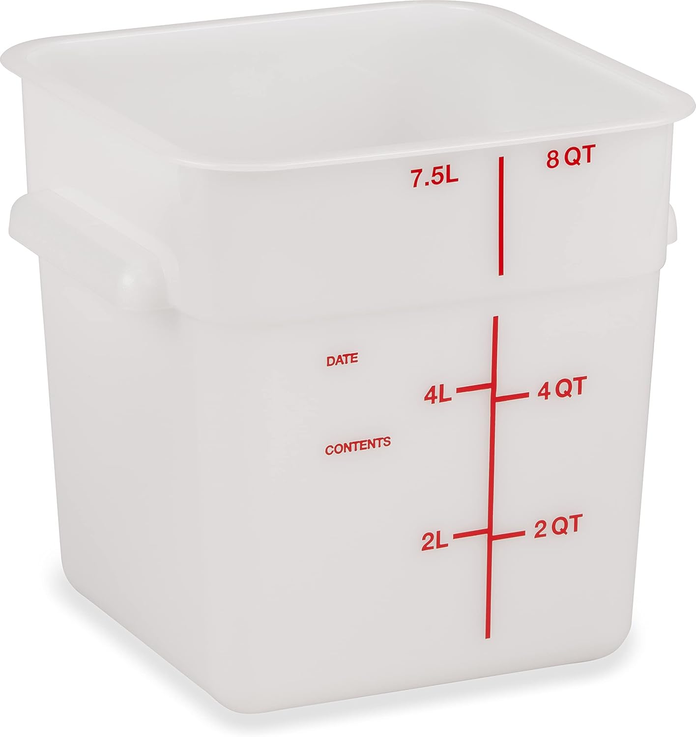 Carlisle FoodService Products Square Food Storage Container, 8 Quarts, Stackable Design for Catering, White