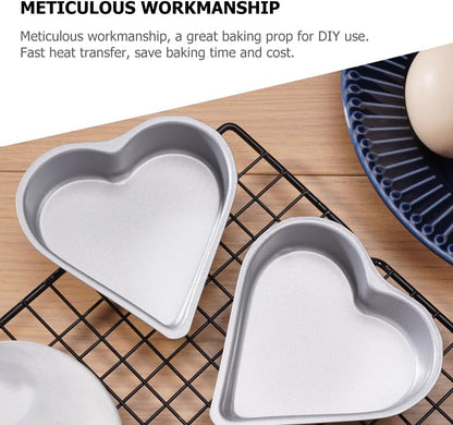Heart Baking Pans, 3pcs Bakeware Cups for Jelly, Chocolate, Cheesecake, Non-stick Metal Kitchen