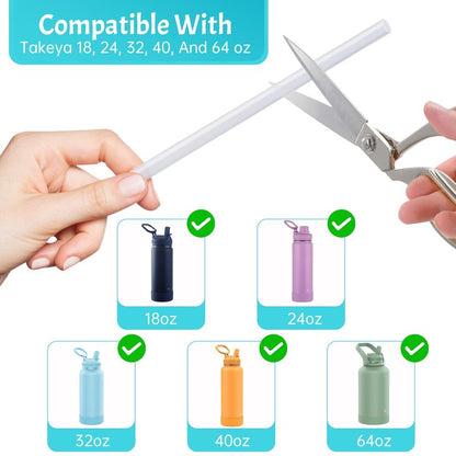 Water Bottle Straw Replacement Compatible with Takeya 24oz, Food Grade and BPA Free Plastic,6 Straws and 2 Brushes Compatible with Takeya
