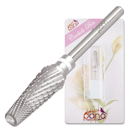 PANA Nail Carbide 5 in 1 Bit - Two Way Rotate use for Both Left and Right Handed - Fast Remove Acrylic or Hard Gel - 3/32" Shank - Manicure, Nail Art, Drill Machine (Fine - F, Silver)