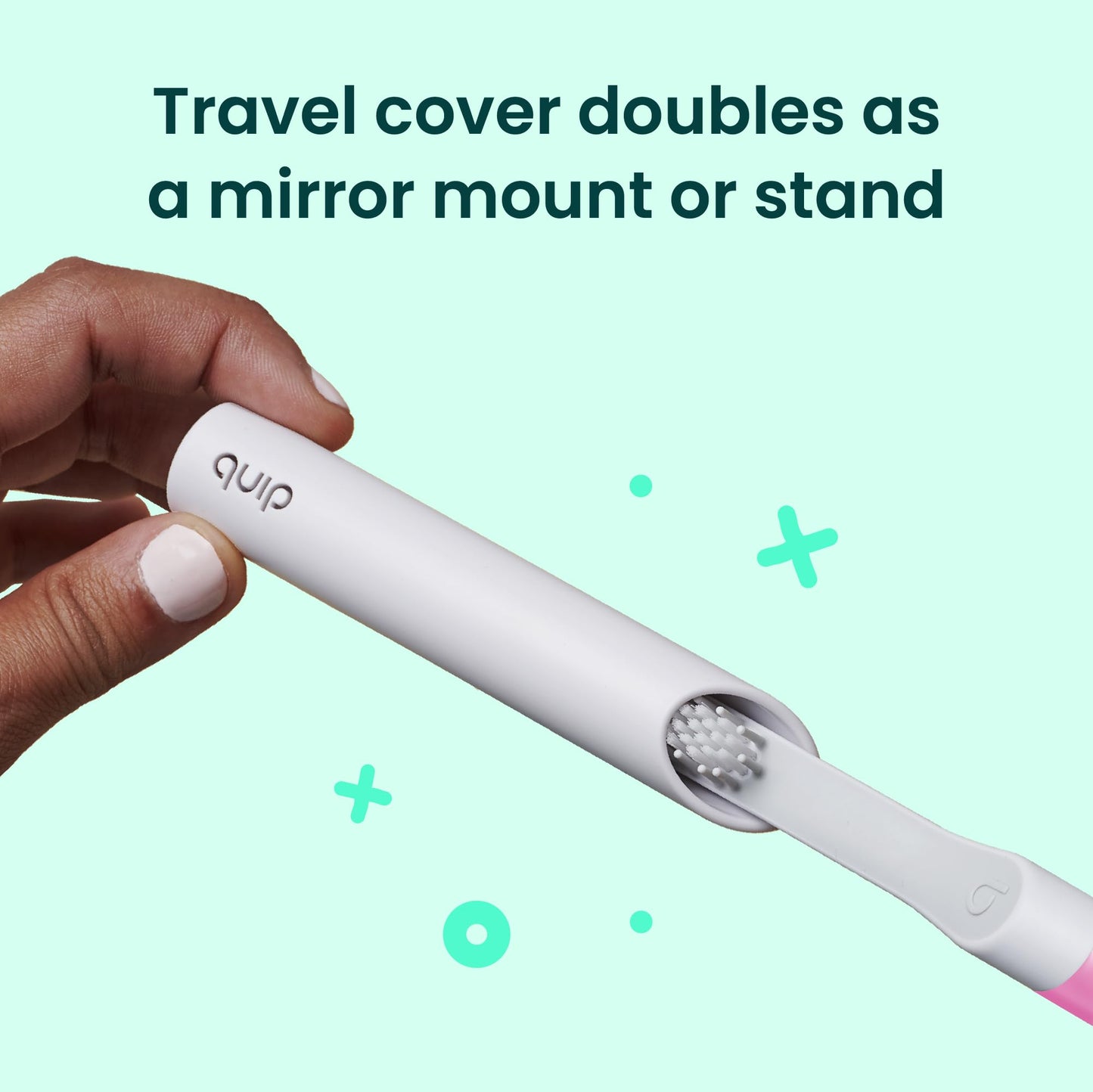 Quip Sonic Electric Toothbrush for Adults - Time Travel & Soft Bristles with Travel Case & Replacement Brush Head - 3 Month Battery Life, Plastic Handle - Magenta