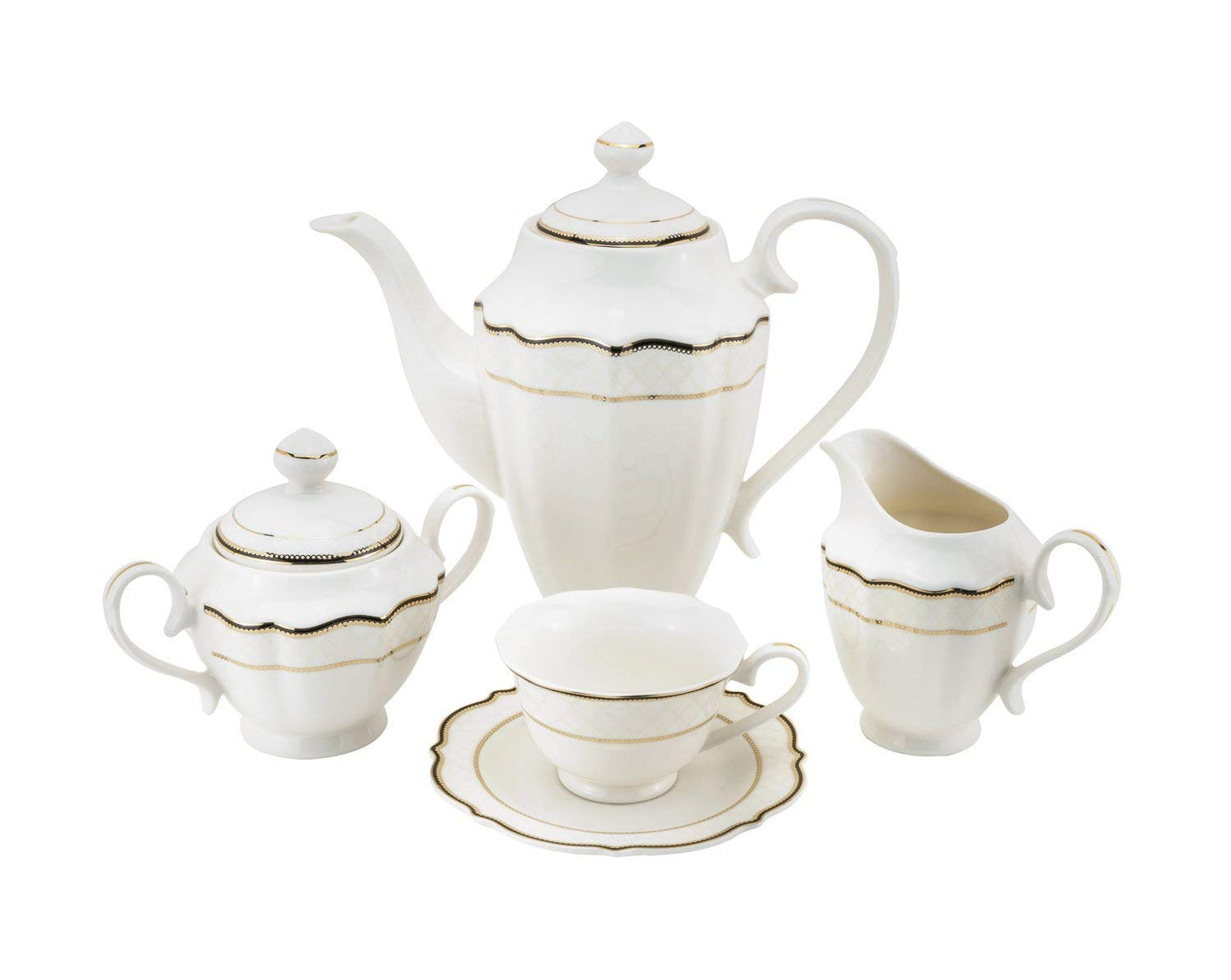 Euro Porcelain 57-pc Banquet Dinnerware Set, Luxury Bone China Tableware, Service for 8 (6664-3) 6664-20