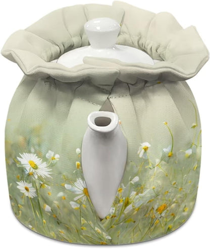 Tea Pot Cover, Insulated Tea Cozy, Teapot Dust Cover, Warming Tea Kettle Quilt, Home Kitchen Decoration (Daisy Floral