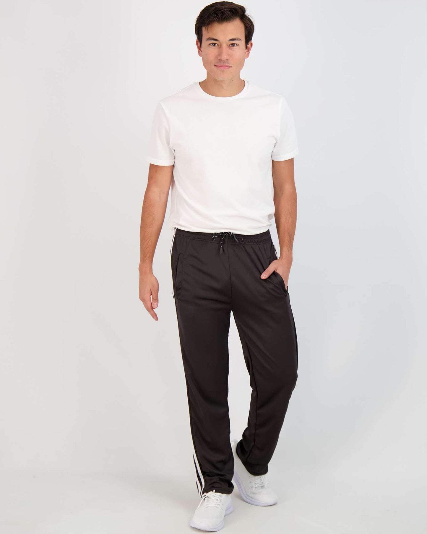 Real Essentials 3 Pack: Men's Mesh Athletic Gym Workout Lounge Open Bottom Sweatpants with Pockets (Available in Big & Tall)- Set 5 L