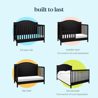 Davinci Charlie 4-in-1 Convertible Crib in Ebony, Greenguard Gold Certified
