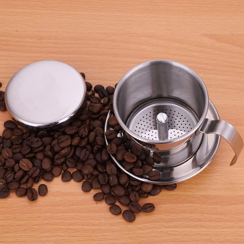 Stainless Steel Vietnamese Coffee Drip Filter, Manual Coffee Infuser, Single Serving Cup for Coffee Lovers