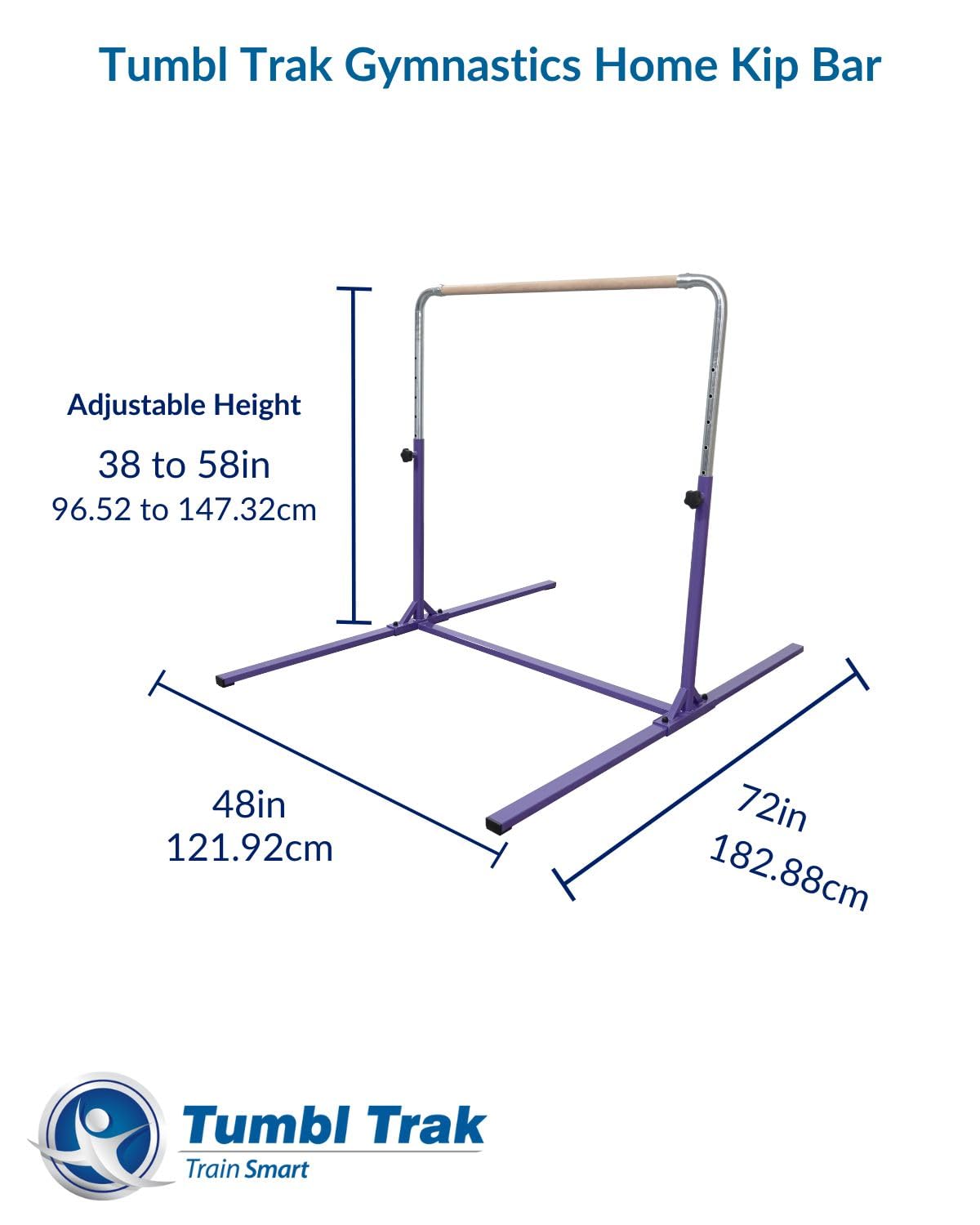 Tumbl Trak Adjustable Home Jr Kip Bar, Gymnastics Training Bar for Home and Gym, Purple