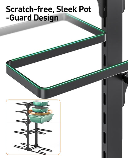 ORDORA 10-Tier Pots and Pans Organizer under Cabinet, Kitchen Cabinet Organizers and Storage, Heavy Duty Pots and Pan Storage Rack Organizer inside Cabinet, Adjustable
