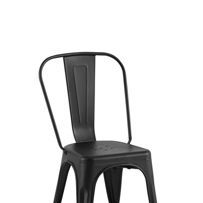 AC Pacific Stackable Metal Dining Chairs Set of 4 for Indoor and Outdoor Use, Durable Stacking Seat, Farmhouse Kitchen, Bar, Patio, Bistro, Cafe, Industrial Style, Matte Black
