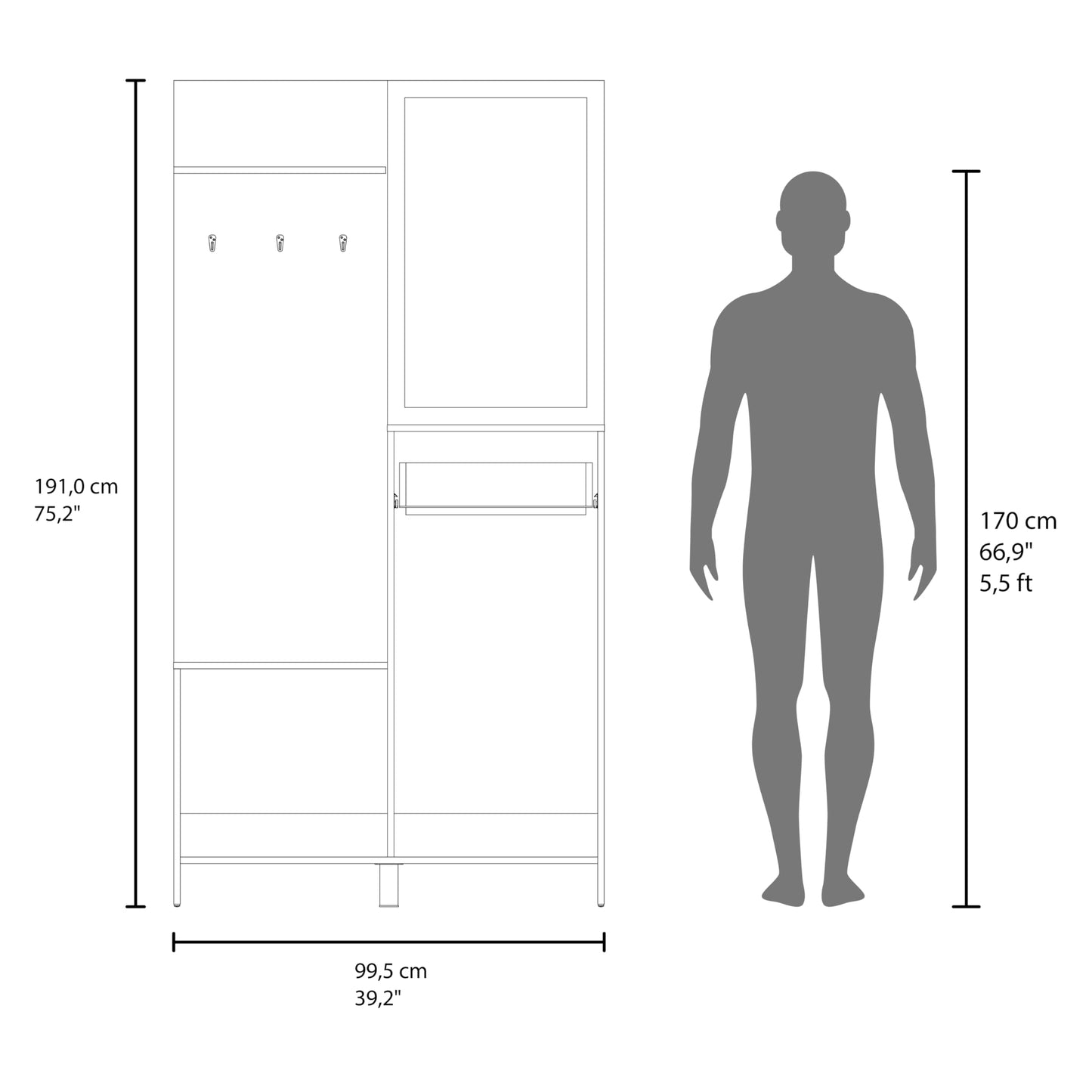 Hall Tree with Bench and Shoe Storage, Entryway Coat Rack with Hooks, Clothes Racks for Hanging Closet, Garment Storage and Mudroom Bench with Storage and Seating, Natural Oak,A-1