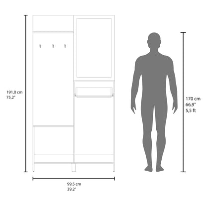 Hall Tree with Bench and Shoe Storage, Entryway Coat Rack with Hooks, Clothes Racks for Hanging Closet, Garment Storage and Mudroom Bench with Storage and Seating, Natural Oak,A-1