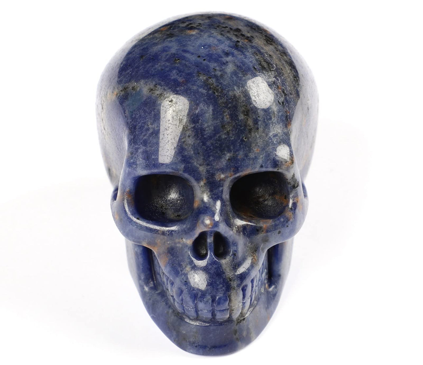 Skullis 2.0" Sodalite Crystal Skull, Hand Carved Gemstone Fine Art Sculpture, Reiki Healing Stone Statue.1380